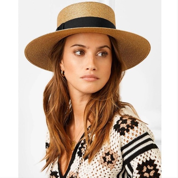 GUCCI Papier lame bee embellished grosgrain metallic straw hat large - Picture 2 of 6